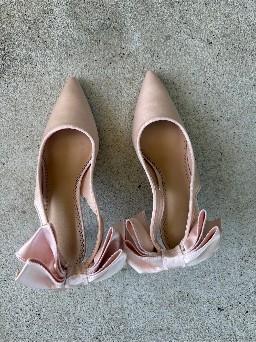 NIB Blush Pink Satin Bridal Slingback Heels Size 8 - Picture 12 of 12